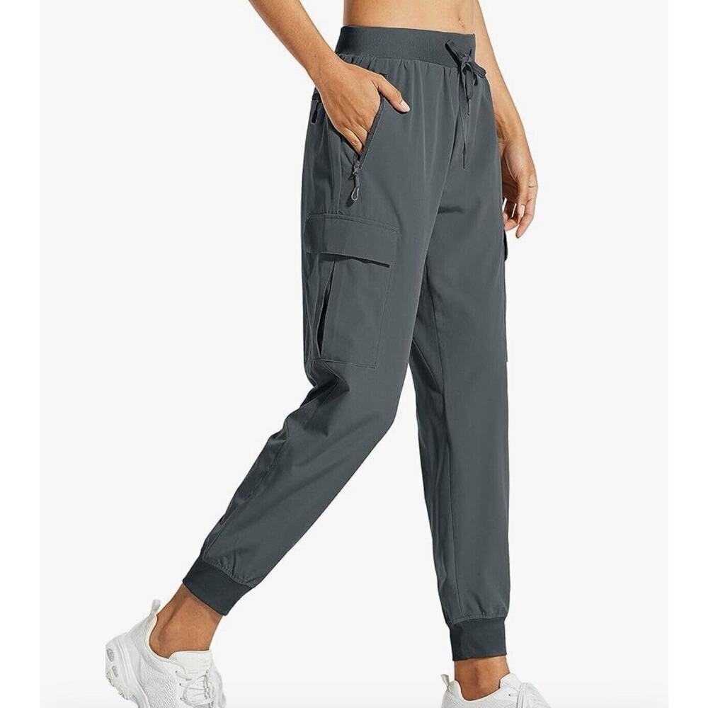 Libin Pants Women large Olive Wide Elastic Cargo Joggers Lightweight Women